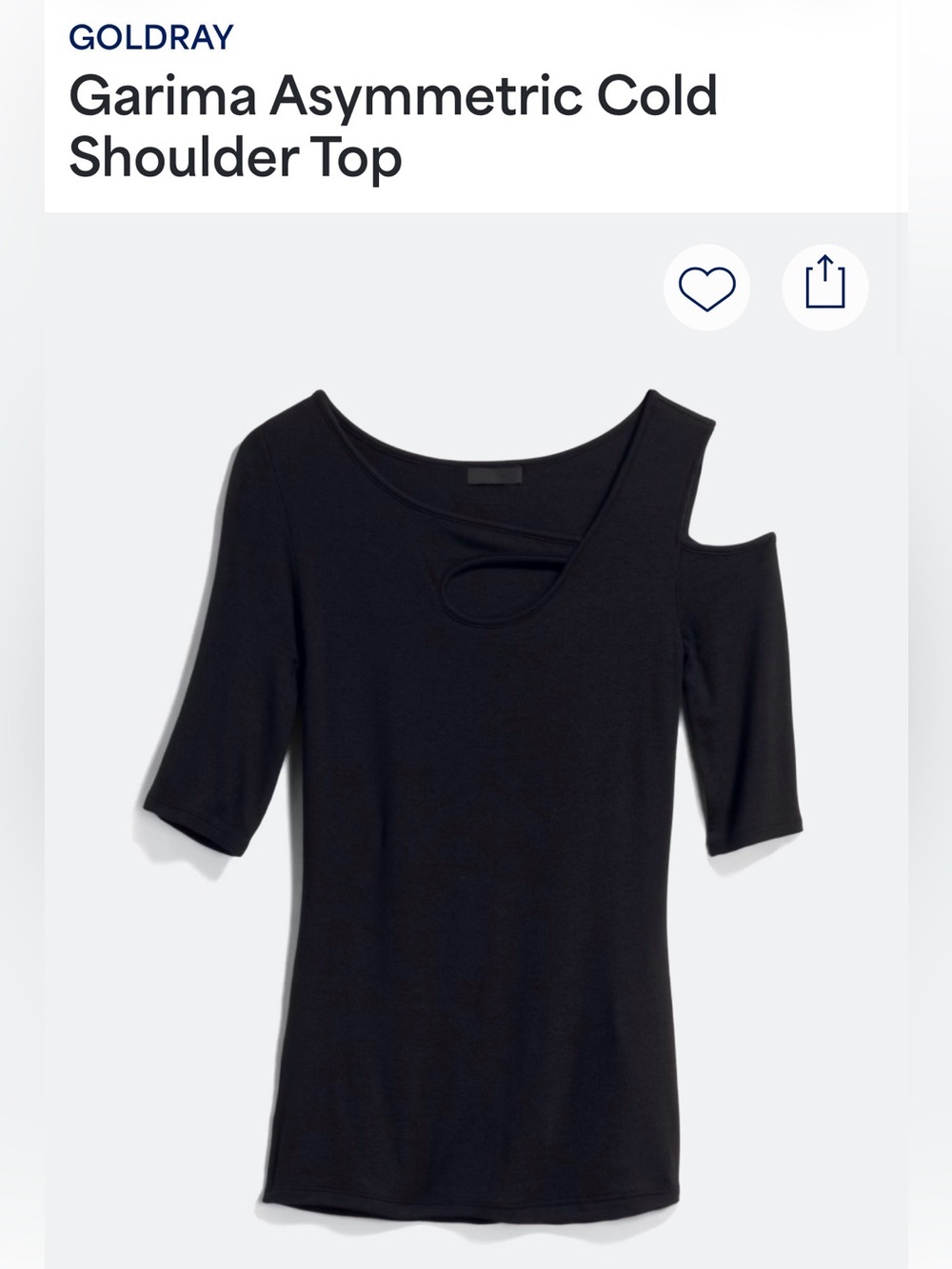 Garima Asymmetric Cold-Shoulder Top- Black Size S